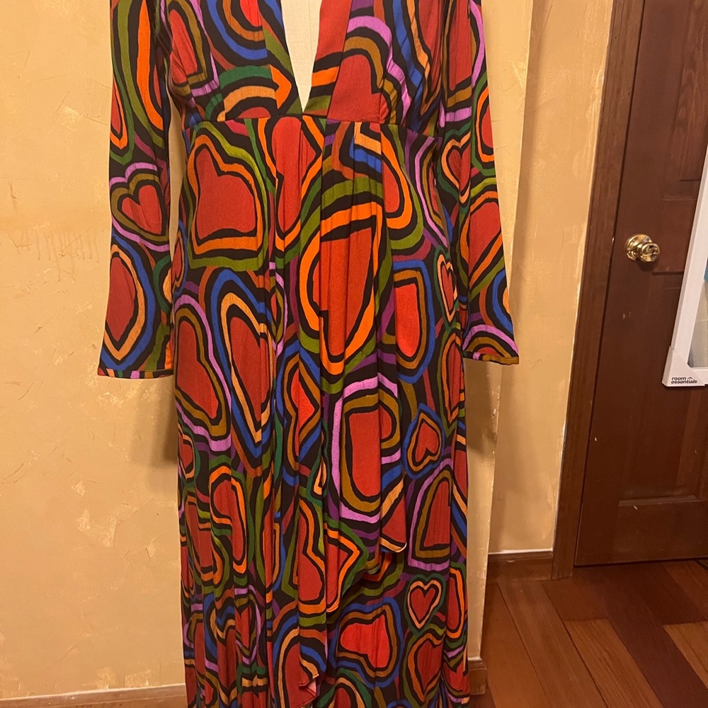 FARM Rio M Rainbow Wild Hearts Maxi Dress Holiday Wedding Valentine Love - Picture 4 of 16